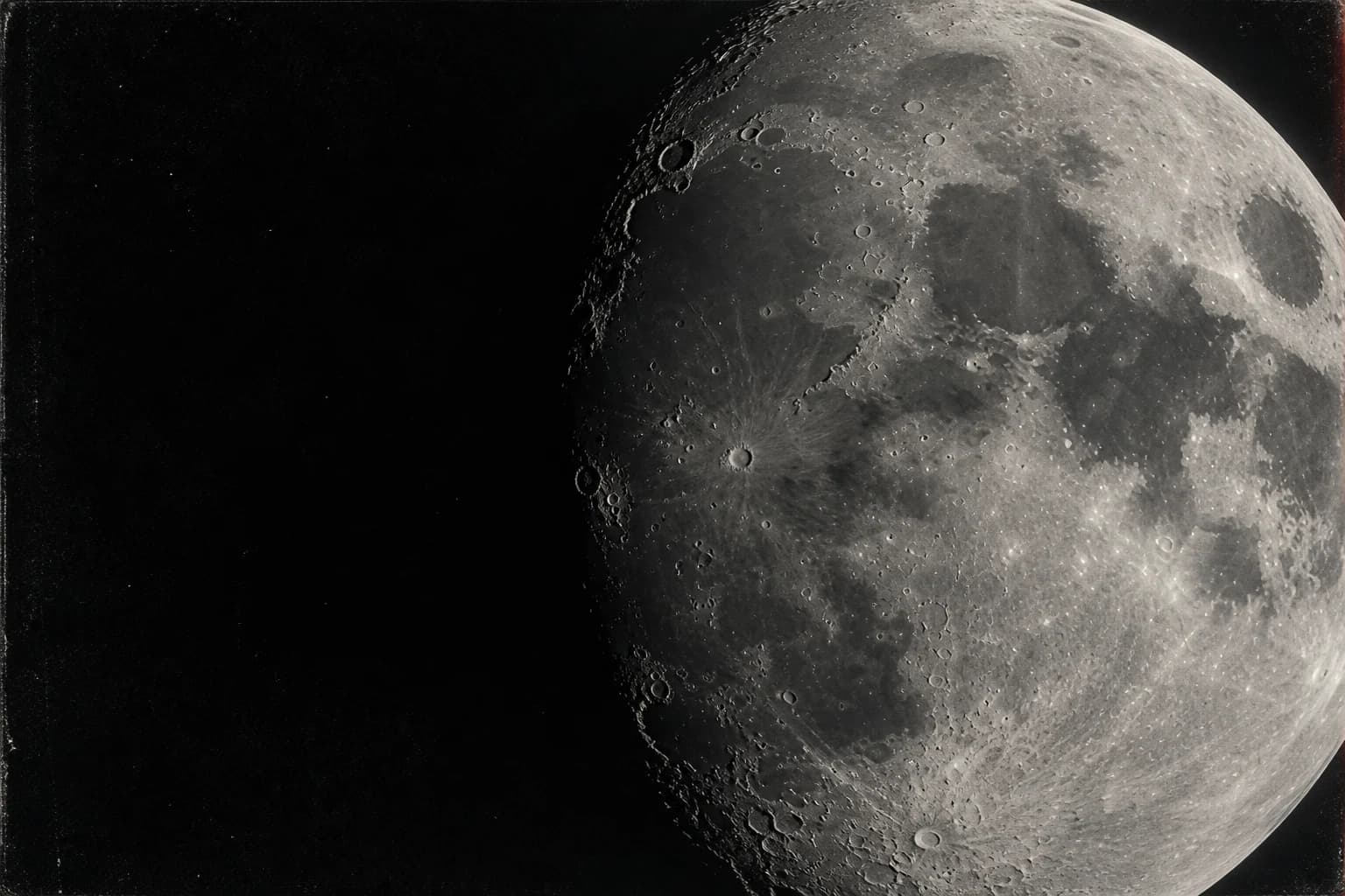 An original archival-style illustration of the Moon